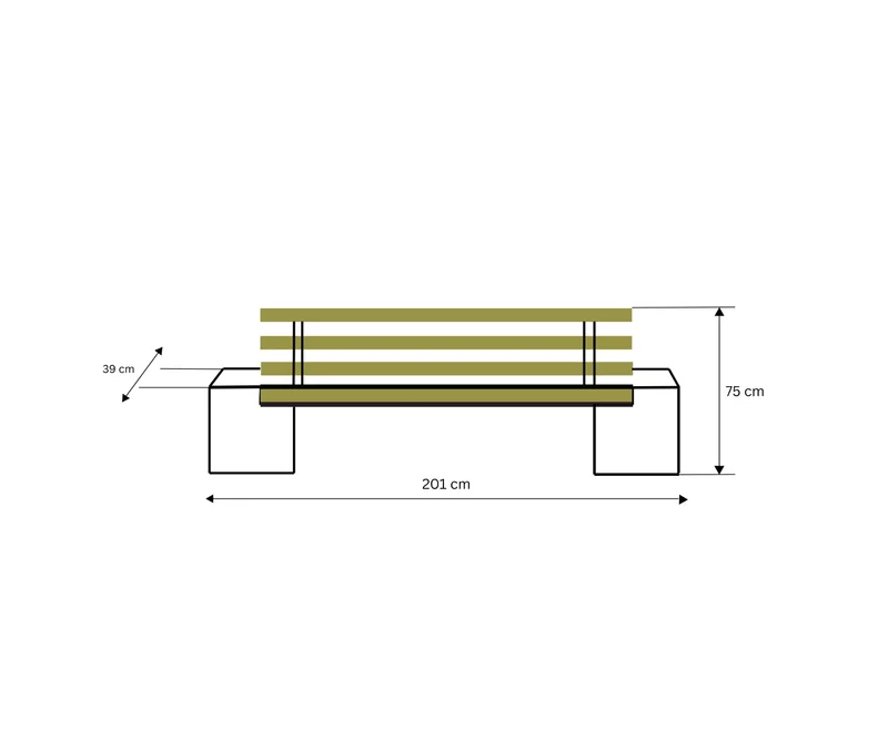 Banca din beton aspect piatra naturala cu sezut si spatar din lemn