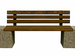 Banca din beton aspect piatra naturala cu sezut si spatar din lemn
